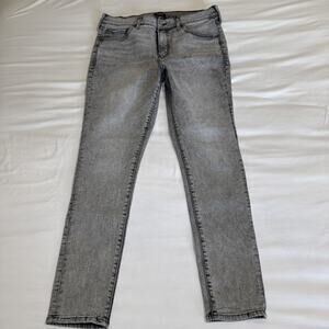 Express Light Gray Acid Wash Mid Rise Skinny Jeans 14L Tall Womens EUC